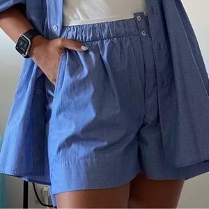 Zara poplin blue stripped boxer shorts